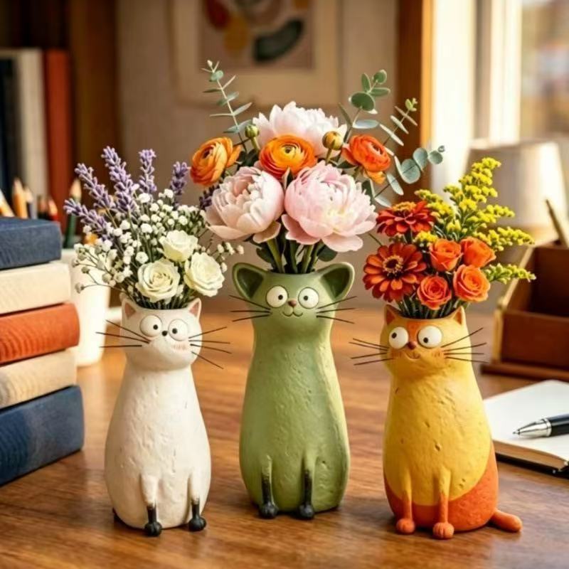 Creative Resin Cat Vase Quirky - Badminton Live 评论和价格