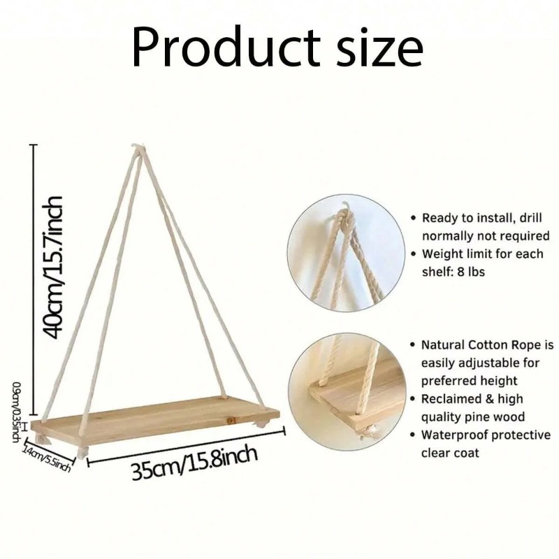 1PC Wooden Swing Hanging Hemp  - Badminton Live 评论和价格
