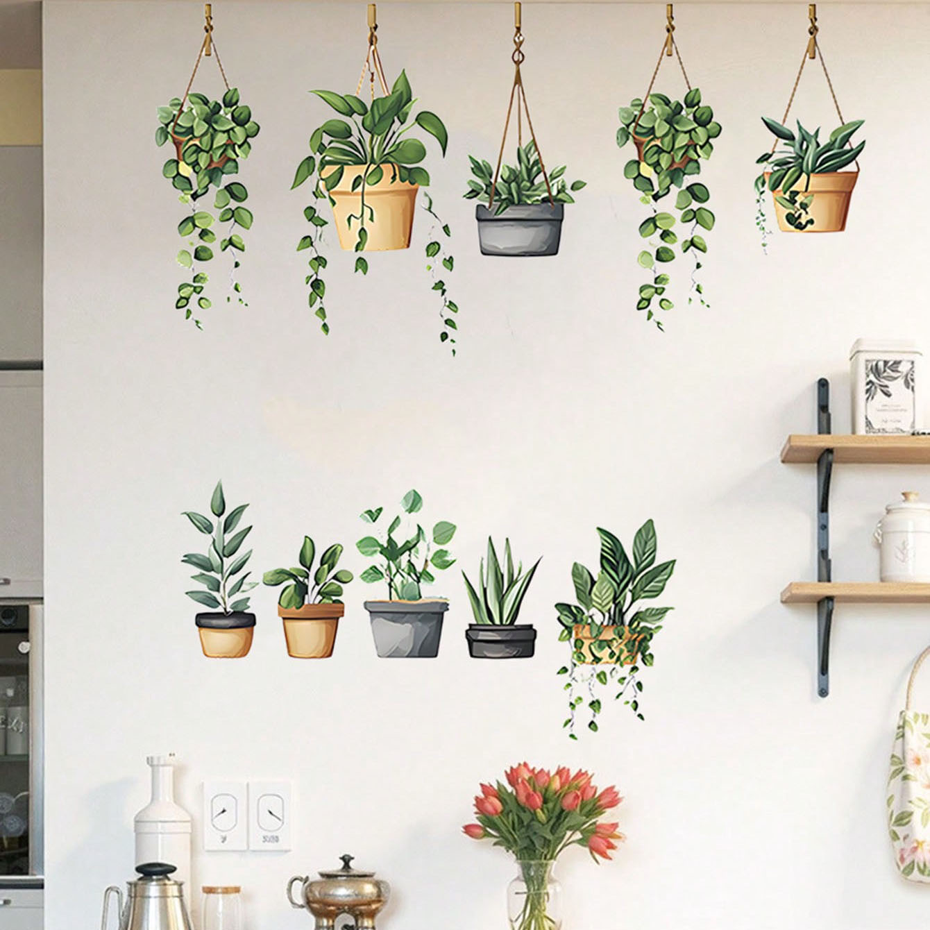 Hanging Green Potted Plant Wal - Badminton Live 评论和价格